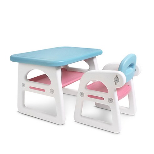 베이블퓨어리 프리미엄 스마트 유아 책상 + 의자 세트, 베이직(스카이블루 + 핑크)