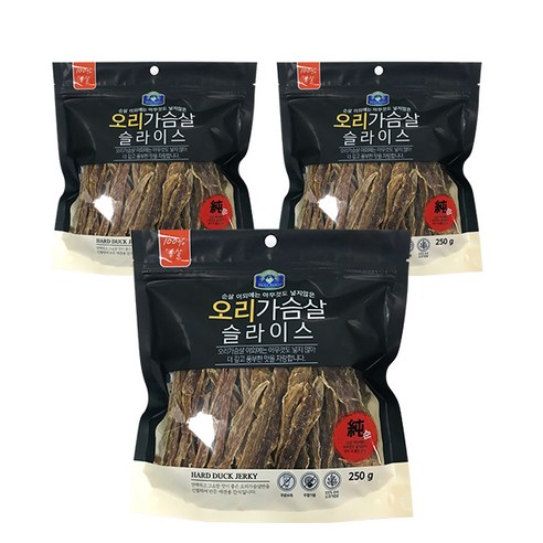 벨버드 슬라이스 강아지 간식 250g, 오리가슴살, 3개