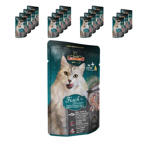 레오나르도 어덜트 고양이 주식파우치, 연어, 85g, 16개