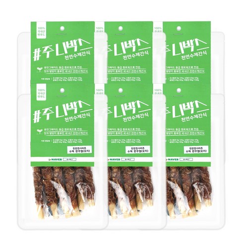 주니박스 강아지 수제 천연 덴탈껌 50g, 한우우피(오리), 6개