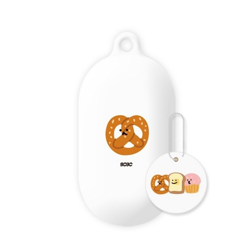 9C9C 야미 갤럭시 버즈 젤리 케이스 + 원형 키링, 프레첼