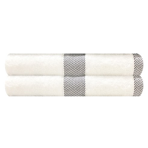 송월타월 CM 헤링본라인 50 바스타월 250g 뱀부얀혼방사, 아이보리, 2개