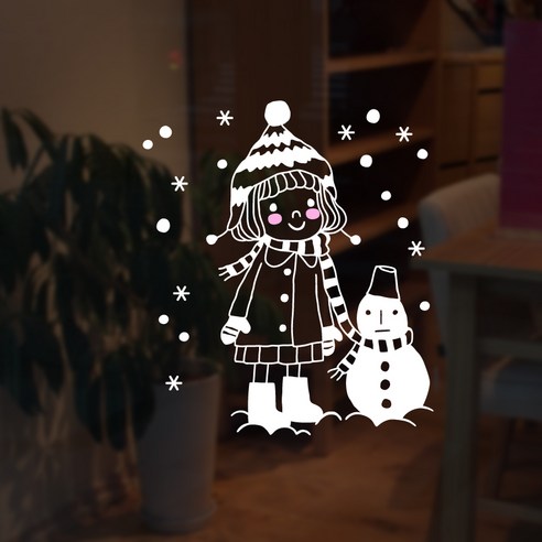 소녀와눈사람 포인트스티커 X043, 흰색