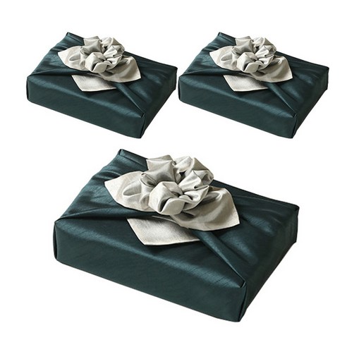 통샵 실크 겹 보자기 110 x 110 cm, 청록 + 아이보리(107), 3개