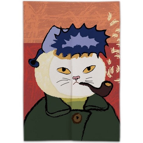 콩 케이리빙홈 고양이 명화 파티션 커튼, B