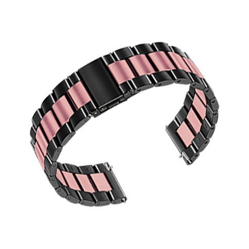 비쉐르 갤럭시 프론티어/기어S3/워치3 22mm 투톤엑설런트 메탈 밴드 스트랩 (45/46mm 호환 가능), 핑크블랙, 1개