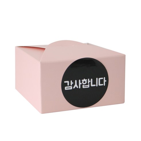 레이스 박스 + 감사합니다 원형 스티커, 핑크(박스), 블랙(스티커), 100세트
