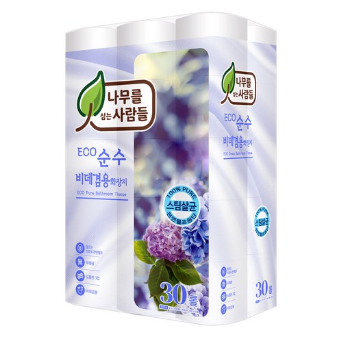나무를심는사람들 에코순수 비데겸용 화장지 30m, 30롤, 1팩