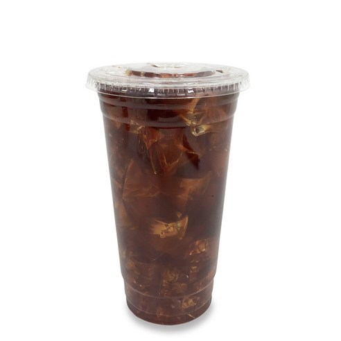 투고팩 투명컵 + 평뚜껑 세트, 537ml, 100개, 1세트
