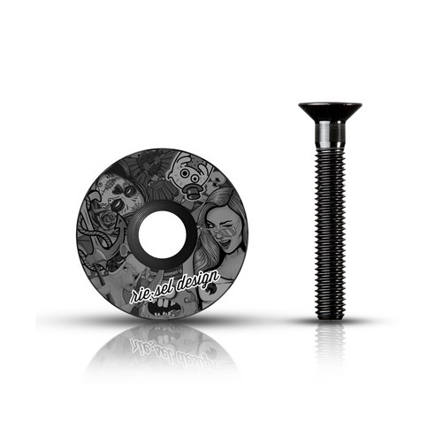 리젤디자인 자전거 헤드셋 스템 캡, 스티커밤 울트라블랙 2, 1개