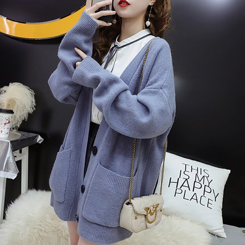레몬소울 여성용 센느 루즈핏 포켓 가디건
