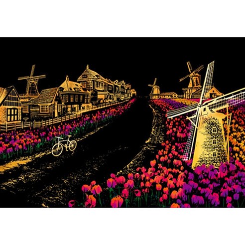 콩 야경 스크래치 페이퍼 풀패키지, 21 색상 I 네덜란드 풍차