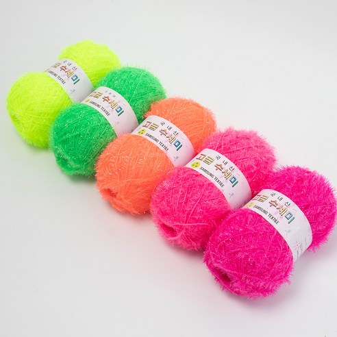 고급 수세미 80g x 5p + 도안 8종 뜨개질DIY패키지, 1세트, 네온컬러