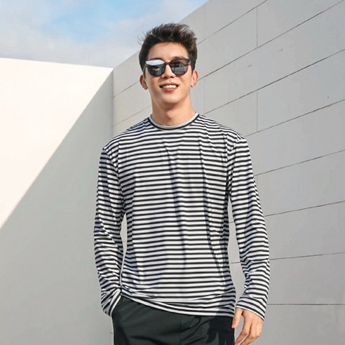 남성용 오버핏 스트라이프 래쉬가드 상의 A6210