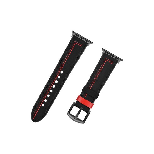 비쉐르 애플워치 3/4/5 엘라인 레더 스트랩 (42/44mm 호환 가능), 블랙, 1개