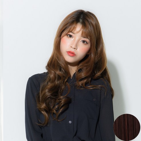 픽앤웨어 4피스 가발 웨이브 똑딱이 붙임머리, 레드 브라운, 1세트