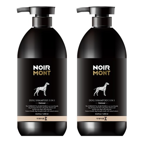 느와르멍 3 in 1 반려견 샴푸 오트밀, 1000ml, 2개
