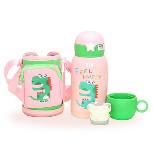 반디 공룡가방 텀블러, 핑크, 500ml