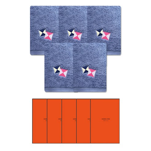 송월타월 명절놀이 수건 160g 40수 코마사 + 케이스 세트, 수건(보라), 케이스(랜덤발송), 5세트