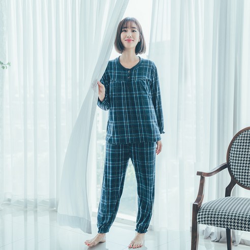 씨엘스토리 여성용 라운드잠옷 상하세트