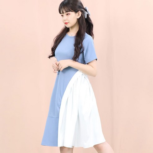 페이퍼먼츠 언발란스 플레어 플리츠 미디 원피스 12538
