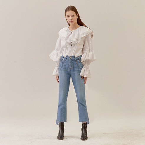 아이아이 여성용 FOLDED SIDE GIRLFRIEND FIT DENIM PANTS EETZ3DPR01W
