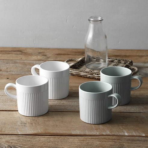 하우밍 스테이 머그 450ml x 2종 세트, 화이트, 미스티그린, 2세트