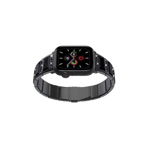 비쉐르 애플워치 4 보석루비체인 메탈 밴드 스트랩 44mm, 올블랙, 1개