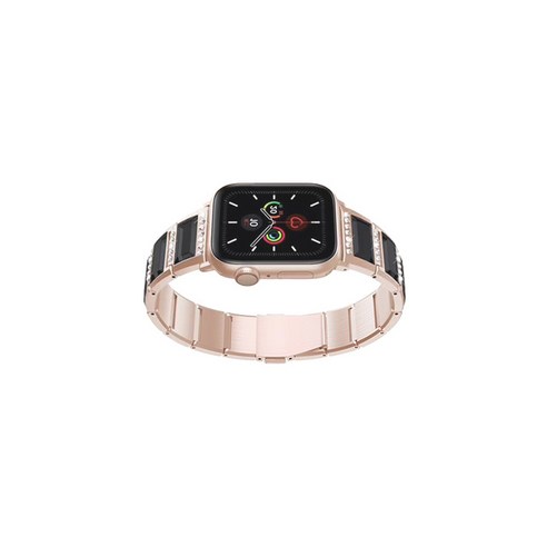 비쉐르 애플워치 4 보석루비체인 메탈 밴드 스트랩 40mm, 블랙골드, 1개