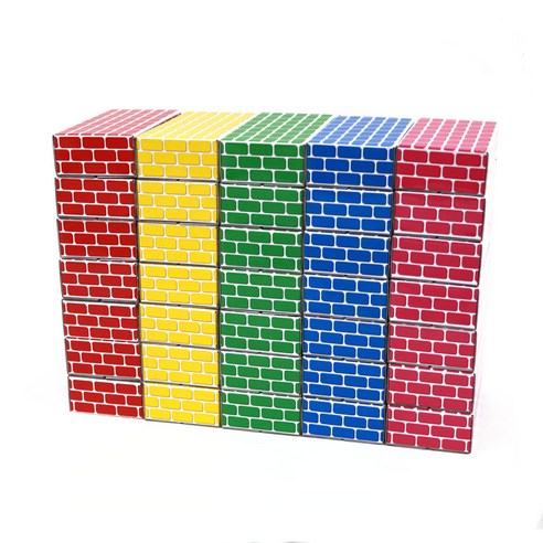 에듀플레이 쿠쿠토이즈 종이 벽돌 블록 중형 35p, 빨강, 노랑, 파랑, 초록, 핑크