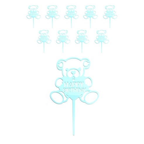 파티팡 케이크토퍼 생일데코픽 곰돌이, 블루, 10개