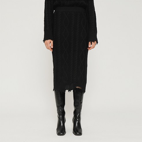 로켓런치 R DAMAGE KNIT SKIRT