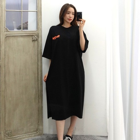 이힝 빅 패치 프린팅 롱원피스