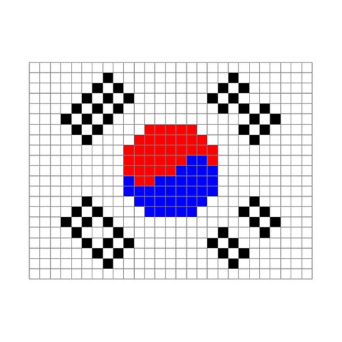 디폼 나노블럭 8mm + 도안 + 고리 세트, 태극기