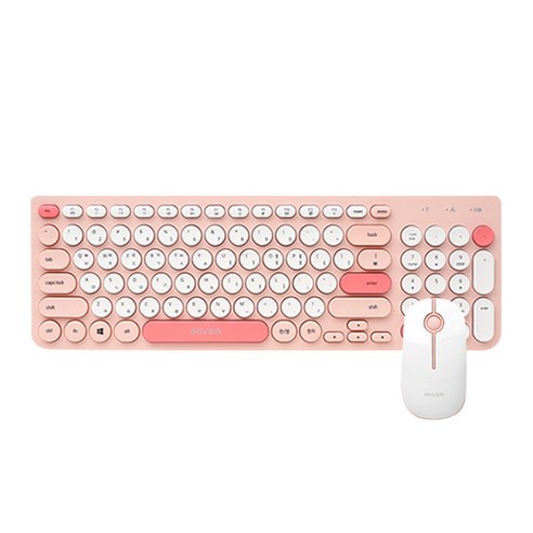 은은한 핑크빛과 뛰어난 성능의 조화: 아이리버 2.4GHz 무소음 키보드 마우스 세트