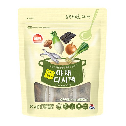 해표 야채 다시팩, 15g, 6개