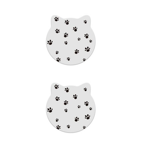 GUNU 규조토 고양이 코스터 2p, 발바닥패턴 화이트