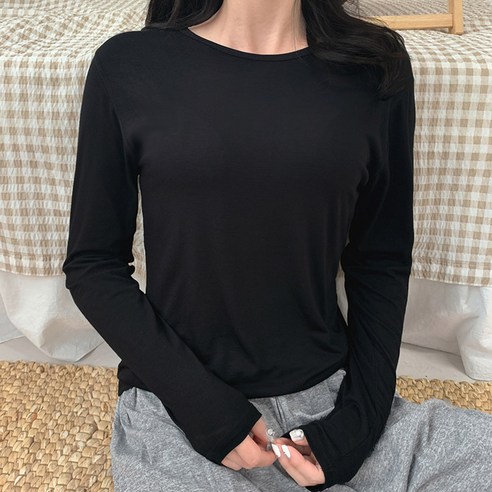 오키진 여성용 기본 이지 긴팔 티셔츠