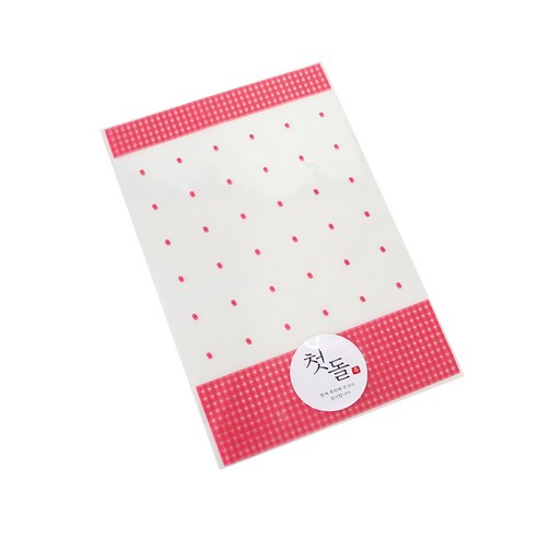 체크 포장 봉투 + 첫돌 스티커 한글2 세트, 핑크, 300세트