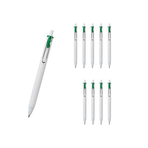 유니볼 원 중성 잉크펜 0.38mm, 그린, 10개