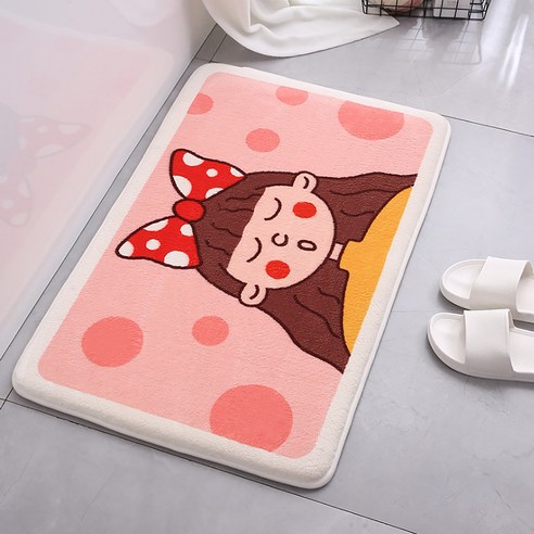알럽홈 애니멀페이스 현관 욕실 바닥 매트, 18리본소녀