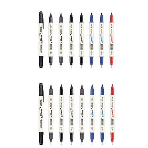 자바펜 트윈 유성펜 검정 5p + 파랑 2p + 빨강, 혼합색상, 2세트