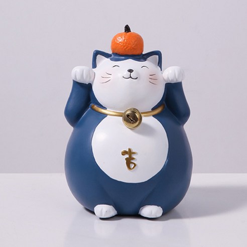 뚠뚠 찹쌀떡 복 고양이 오브제, 네이비