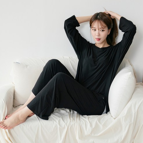 비비캐주얼 여성용 피치 기모 긴팔 상하세트