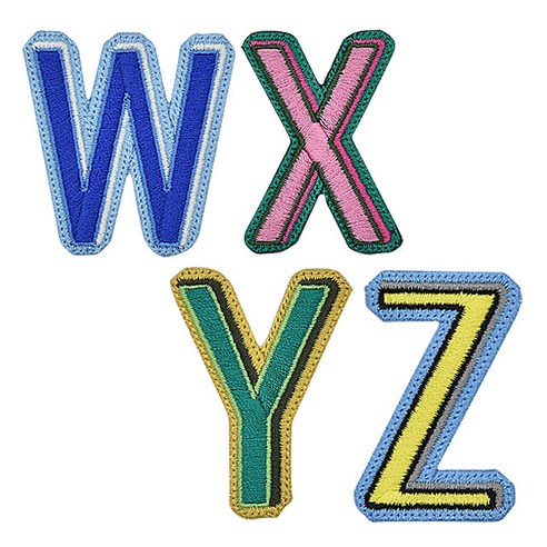 패션포인트 자수 와펜 알파벳테두리 4종 세트 중, W, X, Y, Z, 1세트