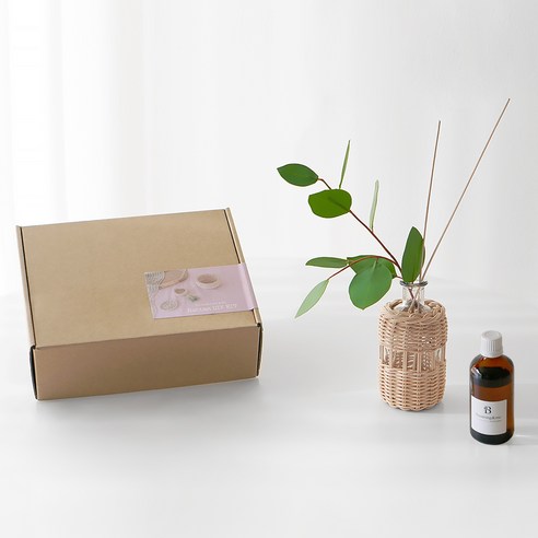 블루밍앤미 청량한 라탄 유리병 DIY 만들기 키트 + 디퓨저 오일 100ml 세트, 일랑일랑