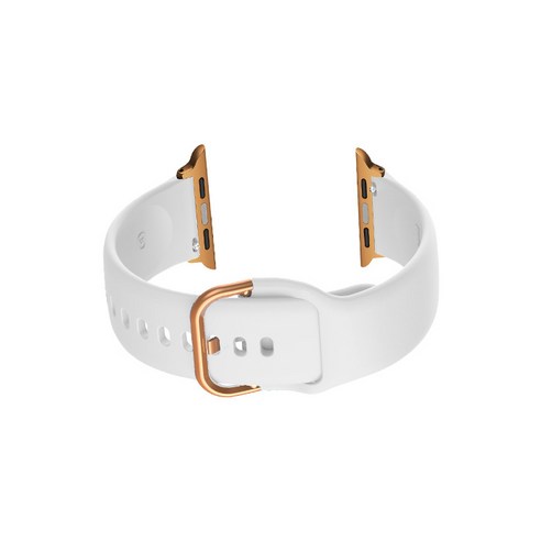 비쉐르 골드 버클 라운드 애플워치 5 실리콘 밴드 스트랩 44mm, 화이트, 1개