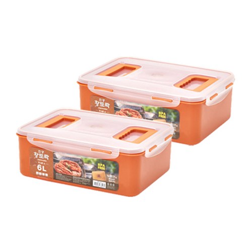 황토락 진공밀폐 김치통, 6L, 2개