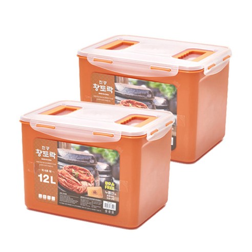 황토락 진공밀폐 김치통, 12L, 2개