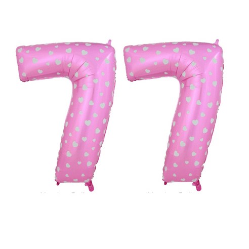 핑크하트 숫자 은박풍선 대, 7, 2개